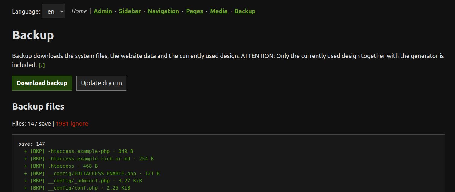 Backup tool screenshot
